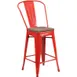 Flash Furniture CH-31320-24GB-RED-WD-GG Red Counter Height Bar Stool, 500 lb. Weight Capacity, Metal Back, Wood Seat 1 image