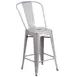 Flash Furniture CH-31320-24GB-SIL-GG Counter Height Bar Stool, 500 lb, Silver, Galvanized Steel, Armless, Cut Out Back 1 image