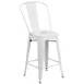 Flash Furniture CH-31320-24GB-WH-GG White Counter Height Outdoor Bar Stool, 500 lb. Capacity, Galvanized Steel, Powder Coat Finish 1 image