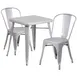 Flash Furniture CH-31330-2-30-SIL-GG 23 Square Table Set with 2 Chairs, Silver, Galvanized Steel, Powder Coat Finish 1 image