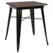 Flash Furniture CH-31330-29M1-BK-GG 23" Square Dining Height Table, Walnut Elm Wood Top, Black Galvanized Steel Frame 1 image