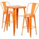 Flash Furniture CH-31330B-2-30GB-OR-GG Outdoor Table & Bar Stool Set, Orange, 27.75"W, Galvanized Steel, Powder Coat Finish 1 image