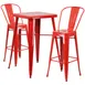 Flash Furniture CH-31330B-2-30GB-RED-GG 40"H Red Square Table & 2 Bar Stools Set, Galvanized Steel, Powder Coat Finish 1 image