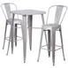 Flash Furniture CH-31330B-2-30GB-SIL-GG 40" Square Table & 2 Bar Stool Set, Silver, Galvanized Steel, Powder Coat Finish 1 image