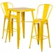 Flash Furniture CH-31330B-2-30GB-YL-GG 27x27 40" Square Table & 2 Bar Stool Set, Galvanized Steel, Yellow Powder Coat 1 image