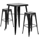 Flash Furniture CH-31330B-2-30SQ-BK-GG 27x27 40H Square Table & 2 Bar Stool Set, Black Powder Coat 1 image