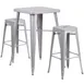 Flash Furniture CH-31330B-2-30SQ-SIL-GG 27x27 40H Square Table & 2 Bar Stool Set, Silver, Galvanized Steel 1 image