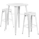 Flash Furniture CH-31330B-2-30SQ-WH-GG 27x27 Square Table & 2 Bar Stool Set, 40H, White, Galvanized Steel, Powder Coat Finish 1 image