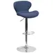 Flash Furniture CH-321-BLFAB-GG Blue Swivel Bar Stool with Upholstered Back and Seat, Adjustable Height, 17-5/8" Chrome Base 1 image