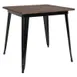 Flash Furniture CH-51040-29M1-BK-GG Square Dining Table, 31"W x 31"D x 30"H, Walnut Elm Wood Top, Black Galvanized Steel Frame 1 image