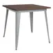 Flash Furniture CH-51040-29M1-SIL-GG 31" Square Walnut Elm Wood Dining Table, 1" Edge, Galvanized Steel Frame, Silver 1 image
