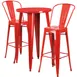 Flash Furniture CH-51080BH-2-30CAFE-RED-GG 24" Round Table & 2 Red Bar Stools, 41"H, Powder Coat Finish 1 image