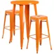 Flash Furniture CH-51080BH-2-30SQST-OR-GG 24" Round Table & 2 Bar Stool Set, Orange, Powder Coat Finish, Metal 1 image