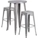 Flash Furniture CH-51080BH-2-30SQST-SIL-GG 24" Round Table & 2 Bar Stool Set, 41"H, Silver, Powder Coat Finish 1 image