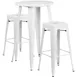 Flash Furniture CH-51080BH-2-30SQST-WH-GG 24" Round Table & 2 Bar Stool Set, 41"H, White Powder Coat Finish 1 image