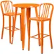 Flash Furniture CH-51080BH-2-30VRT-OR-GG 24" Round Table & 2 Bar Stool Set, Orange, Powder Coat Finish, Metal 1 image