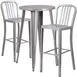 Flash Furniture CH-51080BH-2-30VRT-SIL-GG 24" Round Table & 2 Bar Stool Set, 41"H, Silver, Powder Coat Finish 1 image