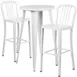 Flash Furniture CH-51080BH-2-30VRT-WH-GG 24" Round Table & 2 Bar Stool Set, White, Powder Coat Finish 1 image
