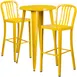 Flash Furniture CH-51080BH-2-30VRT-YL-GG 24" Round Table & 2 Bar Stool Set, 41"H, Yellow, Powder Coat Finish 1 image