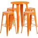 Flash Furniture CH-51080BH-4-30SQST-OR-GG 24" Round Table & 4 Backless Bar Stool Set, Orange, Powder Coat Finish 1 image