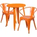 Flash Furniture CH-51080TH-2-18ARM-OR-GG 24" Round Table & 2 Chairs Set, Orange, Powder Coat Finish 1 image