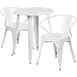 Flash Furniture CH-51080TH-2-18ARM-WH-GG White Outdoor Table & Chair Set, 24" Table, 2 Chairs, Powder Coat Finish 1 image