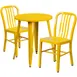 Flash Furniture CH-51080TH-2-18VRT-YL-GG Round 24" Table & 2 Chairs Set, 29"H, Yellow, Powder Coat Finish 1 image