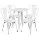 Flash Furniture CH-51080TH-4-18CAFE-WH-GG Outdoor Table & Chair Set, 24" Table, 4 Chairs, White Powder Coat 1 image