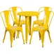 Flash Furniture CH-51080TH-4-18CAFE-YL-GG Round 24" Table & 4 Chairs Set, Yellow Powder Coat Finish, Metal, 29"H 1 image