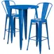 Flash Furniture CH-51090BH-2-30CAFE-BL-GG 30" Round Table & 2 Bar Stool Set, Blue, Powder Coat Finish, Metal 1 image