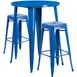 Flash Furniture CH-51090BH-2-30SQST-BL-GG 30" Round Table & 2 Bar Stool Set, 41"H, Blue Powder Coat Finish 1 image