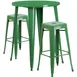 Flash Furniture CH-51090BH-2-30SQST-GN-GG 30" Round Table & 2 Bar Stool Set, 41"H, Green Powder Coat Finish 1 image