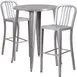 Flash Furniture CH-51090BH-2-30VRT-SIL-GG 30" Round Table & 2 Bar Stools, 41"H, Silver, Powder Coat Finish 1 image