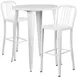Flash Furniture CH-51090BH-2-30VRT-WH-GG 30" Round Table & 2 Bar Stool Set, 41"H, White, Powder Coat Finish 1 image