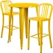 Flash Furniture CH-51090BH-2-30VRT-YL-GG 30" Round Table & 2 Bar Stool Set, 41"H, Yellow, Powder Coat Finish 1 image