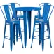 Flash Furniture CH-51090BH-4-30CAFE-BL-GG 30" Round Table & 4 Bar Stool Set, 41"H, Blue Powder Coat Finish, Metal, Rubber Floor Glides 1 image