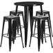 Flash Furniture CH-51090BH-4-30SQST-BK-GG 30" Round Table & 4 Bar Stool Set, 41"H, Black Powder Coat Finish 1 image