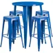 Flash Furniture CH-51090BH-4-30SQST-BL-GG 30" Round Table & 4 Bar Stool Set, 41"H, Blue Powder Coat Finish 1 image