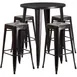 Flash Furniture CH-51090BH-4-30SQST-BQ-GG 30" Round Table & 4 Bar Stool Set, Black & Antique Gold, Powder Coat Finish 1 image