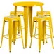 Flash Furniture CH-51090BH-4-30SQST-YL-GG 30" Round Table & 4 Bar Stool Set, 41"H, Yellow, Powder Coat Finish 1 image