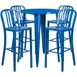 Flash Furniture CH-51090BH-4-30VRT-BL-GG 30" Round Table & 4 Bar Stool Set, 41"H, Blue, Powder Coat Finish 1 image