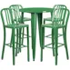 Flash Furniture CH-51090BH-4-30VRT-GN-GG 30" Round Table & 4 Bar Stool Set, Green, Powder Coat Finish, Metal 1 image