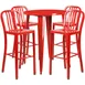 Flash Furniture CH-51090BH-4-30VRT-RED-GG 30" Round Table & 4 Bar Stool Set, Red Powder Coat, 41"H 1 image
