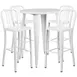Flash Furniture CH-51090BH-4-30VRT-WH-GG 30" Round Table & 4 Bar Stool Set, White, Powder Coat Finish, 41"H 1 image