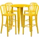 Flash Furniture CH-51090BH-4-30VRT-YL-GG 30" Round Table & 4 Bar Stool Set, 41"H, Yellow, Powder Coat Finish 1 image