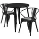 Flash Furniture CH-51090TH-2-18ARM-BK-GG 30" Round Table Set, 2 Chairs, Black Powder Coat Finish 1 image