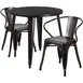 Flash Furniture CH-51090TH-2-18ARM-BQ-GG 30" Round Table & 2 Chairs Set, Black & Antique Gold 1 image