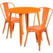 Flash Furniture CH-51090TH-2-18CAFE-OR-GG 30" Round Table & 2 Chairs Set, Orange Powder Coat Finish, Metal, 29"H 1 image