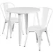 Flash Furniture CH-51090TH-2-18CAFE-WH-GG White Outdoor Table & Chair Set, 30" Round Table, 2 Chairs, Powder Coat Finish 1 image