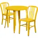 Flash Furniture CH-51090TH-2-18VRT-YL-GG 30" Round Table & 2 Chair Set, Yellow, Powder Coat Finish 1 image